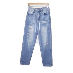 Fashion Nova Light Washed Denim Jeans Women Size 3 Drawstring